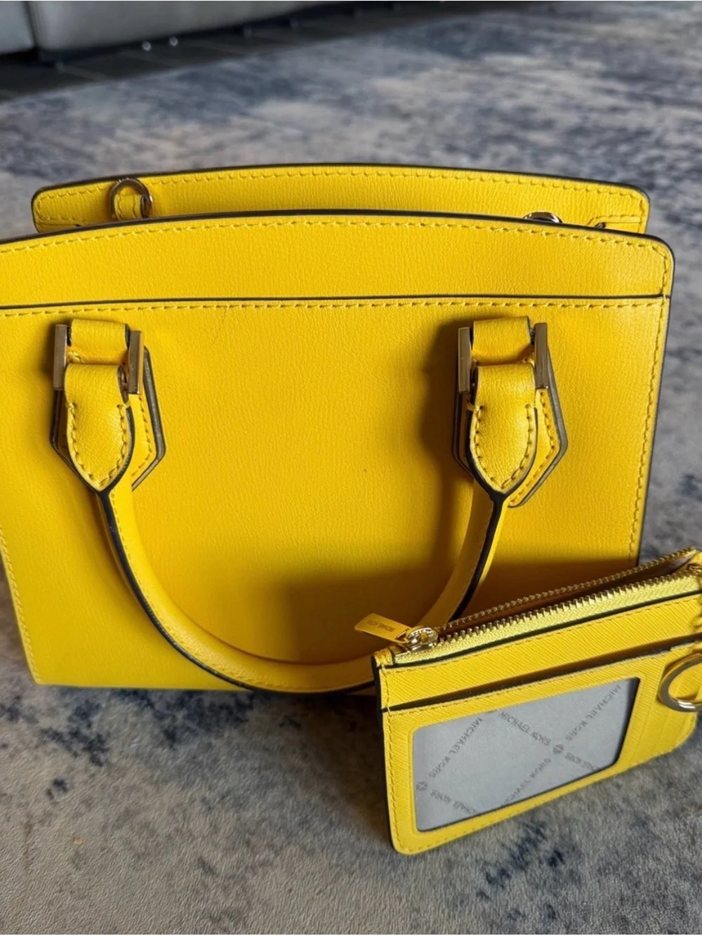 Michael Kors Yellow Saffiano Leather Tote with Coin Pouch - Picture 2 of 4